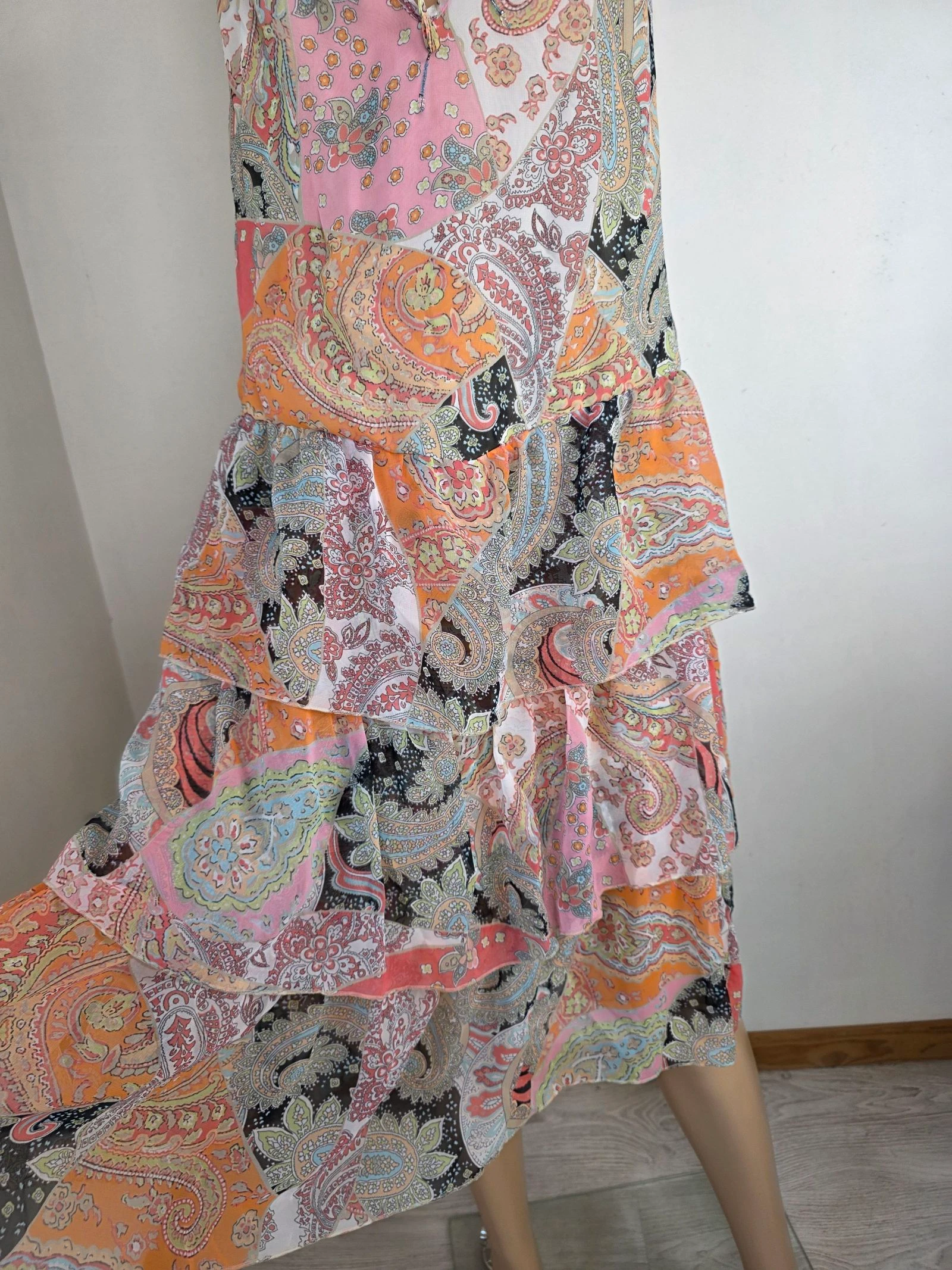 Robe dos nu volants superposés paisley bohème féerique vintage Y2K taille unique jusqu'au 42 – photo 13
